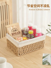 Hand-Woven Paper Rope Storage Baskets for Desk and Home Organization