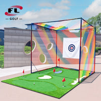 Golf Practice Net Hitting Cage with Mat for Indoor Outdoor Swing Training