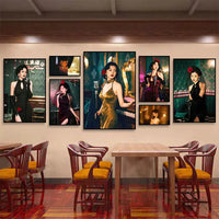 Vintage Shanghai Cheongsam Lady Wall Art for Teahouse Restaurant Decor