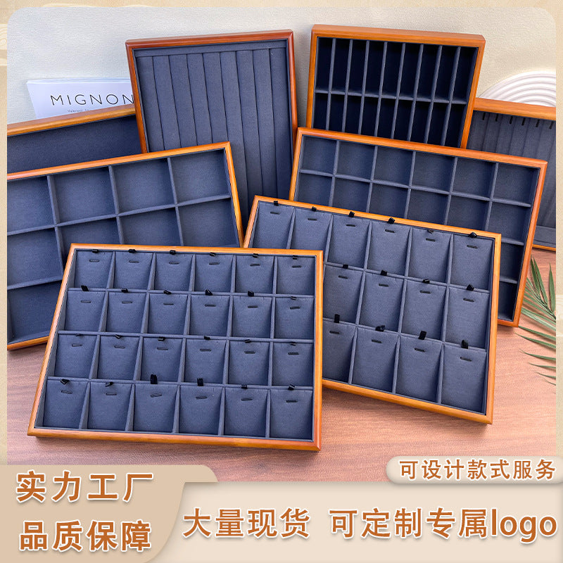 Solid Wood Jewelry Display Tray for Necklaces, Pendants, Bracelets, and Earrings