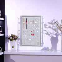 Wall-Mounted Wooden Jewelry Display Frame for Necklaces, Earrings, and Studs