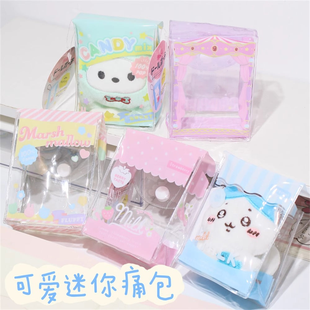 Soft Pastel Clear Ita Bag Coin Purse Keychain Mini Cosmetic Pouch for Students