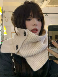 Knitted Neck Warmer Scarf for Women, Korean Style, Anti-cold, Warm Neck Protection