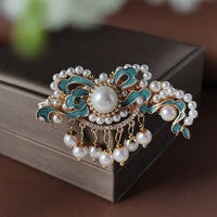 Chinese Style Cloud Pearl Hair Clip with Tassel, Elegant Hanfu Hair Accessory