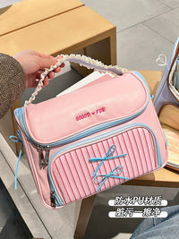 Bowknot Large Capacity Travel Cosmetic Bag with Compartments for Skincare and Brushes
