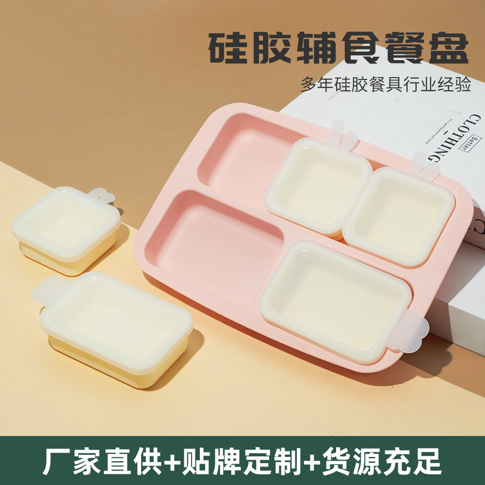 Portable Baby Food Storage Container with Detachable Meal Plate - 2-in-1 Fresh-keeping Freezer Box and Meal Bowl