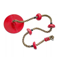 Kids' Outdoor Climbing Rope Swing with Gymnastic Rings and Wooden Ladder for Sensory Training