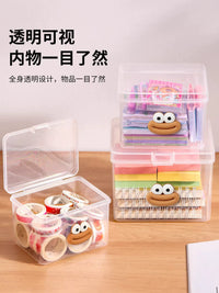 Clear Desktop Storage Box with Lid for Small Items and Stationery