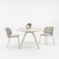Outdoor Patio Wicker Dining Set with Rock Slab Table and Chairs, Weather-Resistant for Garden, Balcony, and Villa