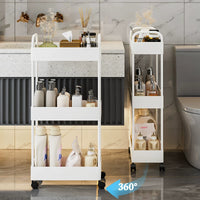 Slim Rolling Storage Cart with Wheels for Bathroom Kitchen Laundry Narrow Spaces