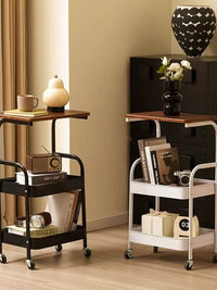 Vintage Industrial 3-Tier Rolling Cart with Storage Shelves and Wheels for Bedroom Living Room