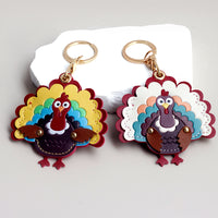 Halloween Turkey Leather Keychain with Access Card Holder, Creative Gift Bag Charm