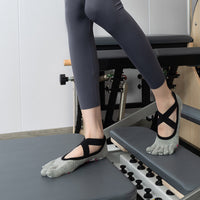 Women's Non-Slip Yoga Pilates Toe Socks Cotton Blend with Straps