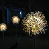 Solar Powered Dandelion Sphere Garden Stake Lights, Aluminum Wire Reed Lamp for Outdoor Villa Courtyard Lawn Decor