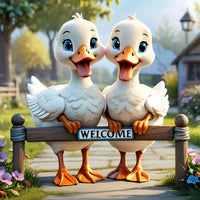 Cute Cartoon Duck 2D Acrylic Outdoor Garden Yard Balcony Landscape Decorative Ground Plug Ornament