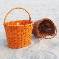 Hand-Woven Imitation Rattan Bicycle Basket for Kids - Small & Large Sizes