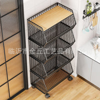 Multi-layer Kitchen Storage Cart with Wheels, Fruit Vegetable Snack Basket Organizer