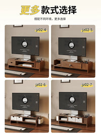 Dual-Layer Monitor Stand with Storage Drawers and Pen Holders for Desk Organization