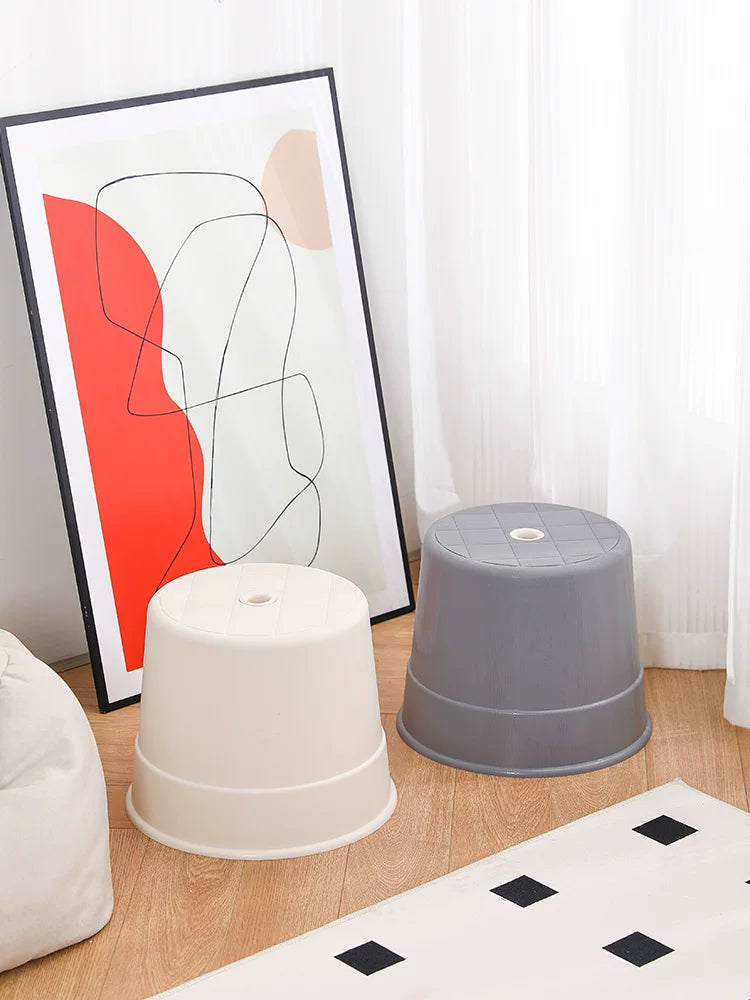 Stackable Plastic Stool for Adults, 20cm Height, Round Seat, Heavy Duty