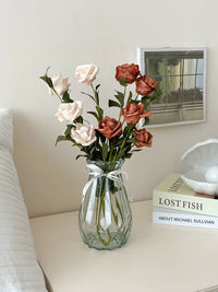 Artificial Rose Bouquet with Paper Bag - French Style Faux Flowers for Home Decor & Photography Props