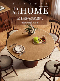 Maillard Vintage Linen Round Table Mat Heat Resistant Thickened Cotton Linen Coffee Tablecloth