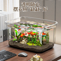 Desktop Aquarium Fish Tank for Goldfish and Turtles, Small Household Ecological Tank, Anti-fall and Durable