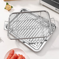 2-Piece Stainless Steel Strainer Drain Basket - Multifunctional Countertop Grill for Air Fryer Frying and Baking