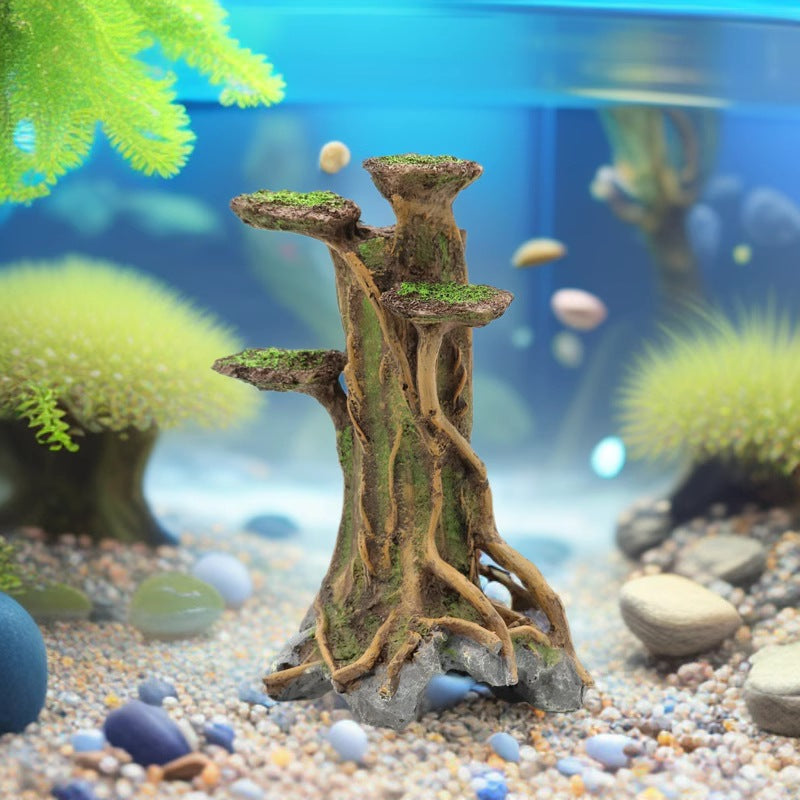Aquarium Resin Moss Tree Trunk Decoration for Fish Tank Landscaping