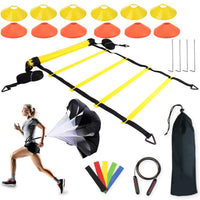 Football Agility Training Set with Ladder, Cones, Hurdles, and Resistance Parachute for Speed & Fitness