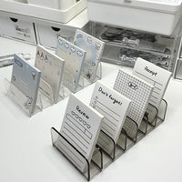Desktop Organizer Rack for Stationery, Postcards, and Sticky Notes - Clear/Black Acrylic Storage Display