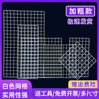 White Grid Panel Wall Display Rack for Photos and Shelves