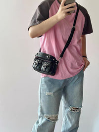 Women's 2024 New Motorcycle Camera Bag Small Square Shoulder Crossbody Handbag