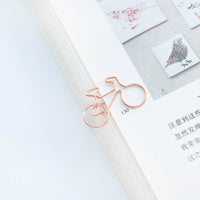 Bicycle Shaped Paper Clips, Gold/Rose Gold Metal Bookmark Clips for Planners & Office