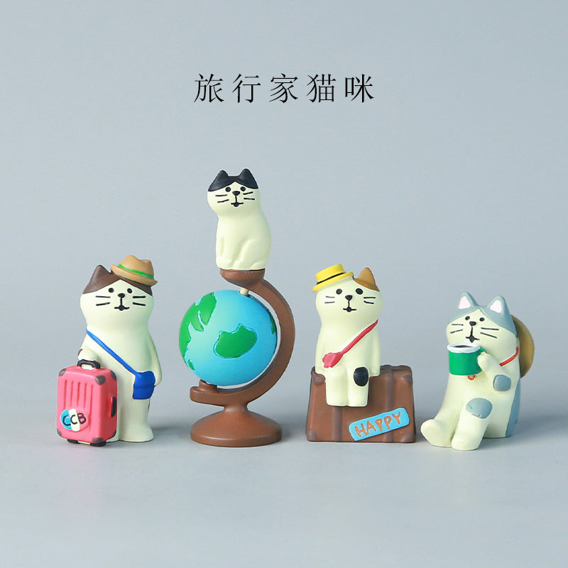 Zakka Japanese Style Cute Cat Miniature Figurine for Desktop Decor and Photography Props