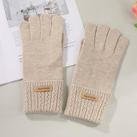 Women's Knitted Cashmere Touchscreen Gloves with Wrist Protection for Winter