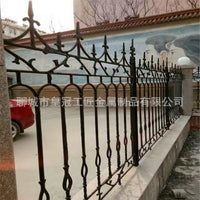 Wrought Iron Outdoor Fence Panel for Schools and Residential Areas, Heavy-Duty Cast Iron Barrier, Black