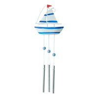 Mediterranean Style Iron Sailboat Wind Chime Home Decor