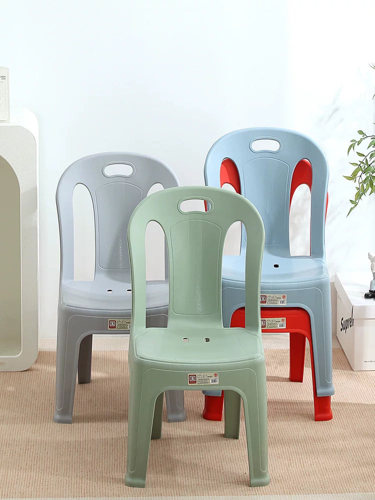 Adult & Kids Plastic Stool with Backrest - Thickened Non-Slip Low Stool for Home, Living Room, or Outdoor Use