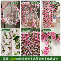 Artificial Cherry Blossom Garland for Pipe and Balcony Decoration