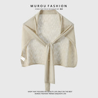 Women's T-Shaped Ice Silk Knit Sun Protection Shawl for Summer, Thin Versatile Air Conditioning Cardigan with Neck Guard