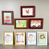 Dollhouse Miniature Modern Art Painting with Wooden Frame