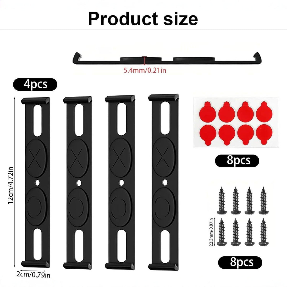 3D Plastic License Plate Holder Clip Set for European Standard Frameless Plates - 4 Pack