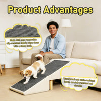 Pet Stairs Wooden Ramp for Dogs, Two-in-One Sofa Footstool Indoor Pet Ladder