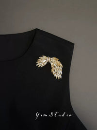 Wheat Ear Angel Wing Crystal Brooch for Coats and Suits