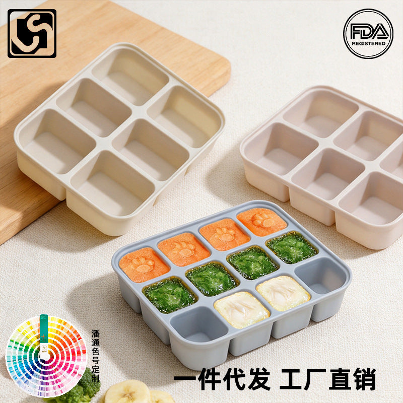 Baby Silicone Food Storage Container with Lid, Easy Release Ice Cube Tray for Purees and Snacks
