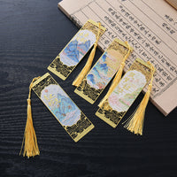 Chinese Style Metal Bookmark with Tassel, Hollow Design, Elegant Gift for Students and Teachers