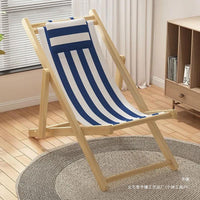 Folding Wooden Beach Chair Recliner for Outdoor and Indoor Use, Adjustable Portable Lounge Chair