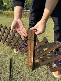 Outdoor Expandable Wooden Garden Fence for Yard and Landscape
