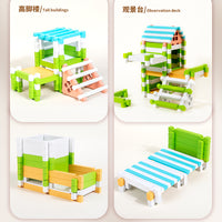Luban Tenon and Mortise Wooden Building Blocks Set for Kids, Educational DIY Assembly House Model Toy