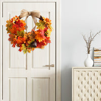 Autumn Berry & Maple Leaf Thanksgiving Wreath for Door or Wall Decor